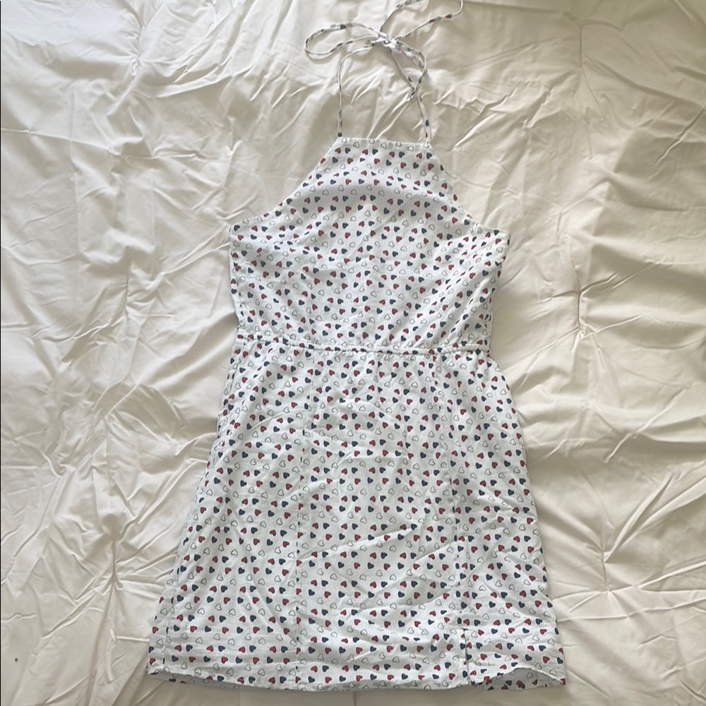 White Halter Dress with Heart Pattern - Picture 3 of 5